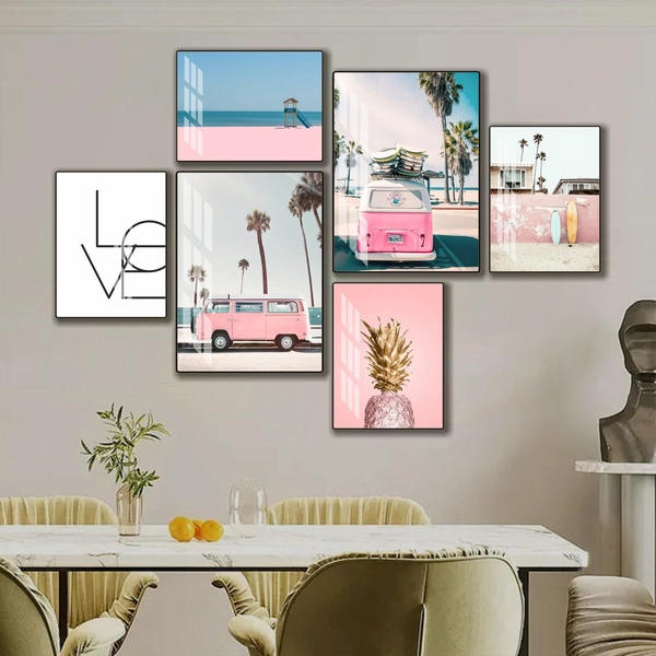 Tranh treo tường phong cảnh biển bộ 6 tấm mẫu 843