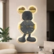 Tranh đồng hồ đèn led treo tường chuột micky xám hiện đại
