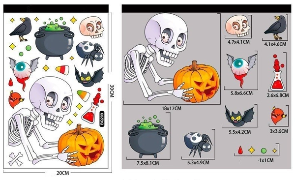 Combo 2 Mặt Decal Happy Halloween Không Keo Chuyên Dán Kính