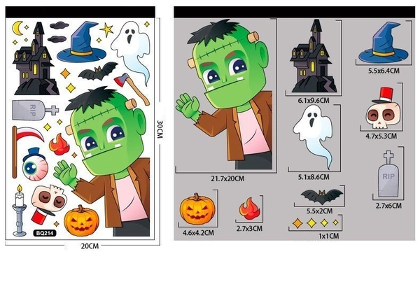 Combo 2 Mặt Decal Happy Halloween Không Keo Chuyên Dán Kính