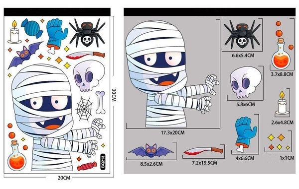 Combo 2 Mặt Decal Happy Halloween Không Keo Chuyên Dán Kính