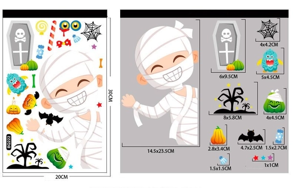 Combo Decal 2 Mặt Trang Trí Happy Halloween Không Keo Chuyên Dán Kính