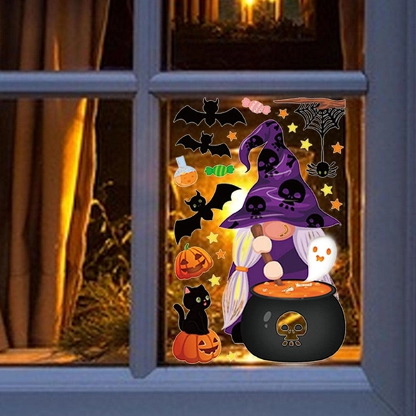 Decal 2 Mặt Trang Trí Halloween Mẫu 19 Không Keo Chuyên Dán Kính size 20x30cm