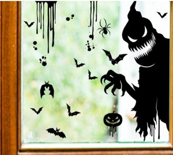 Decal 2 Mặt Trang Trí Halloween Mẫu 23 Không Keo Chuyên Dán Kính size nhỏ 25x35cm