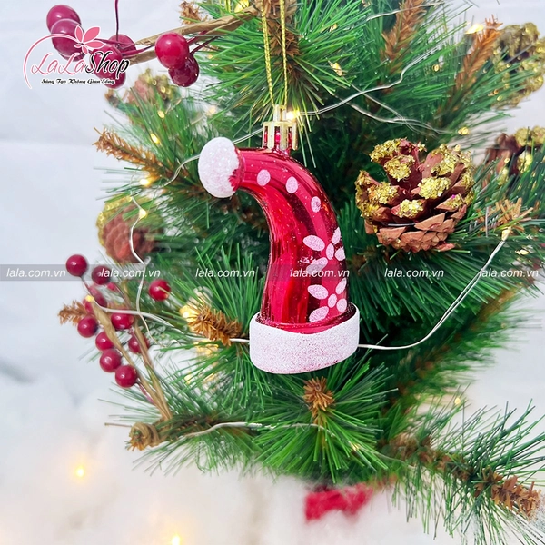 Bộ 6 nón noel treo trang trí cây thông giáng sinh lung linh