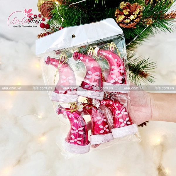 Bộ 6 nón noel treo trang trí cây thông giáng sinh lung linh