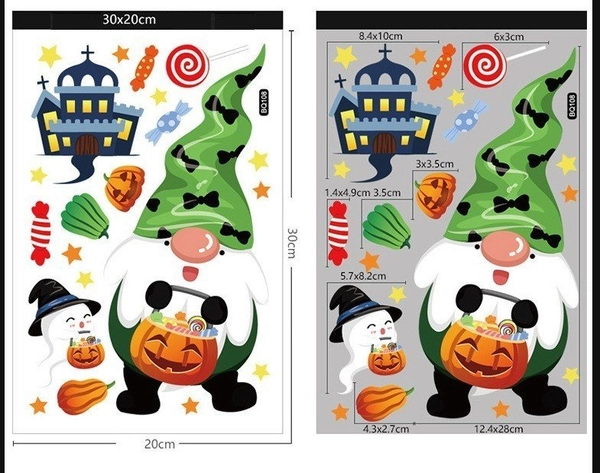 Decal 2 Mặt Trang Trí Halloween Mẫu 25 Không Keo Chuyên Dán Kính size nhỏ 20x30cm