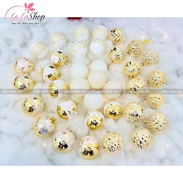 Hộp quả châu 36 trái 8cm  đủ loại nhiều màu trang trí Noel 252