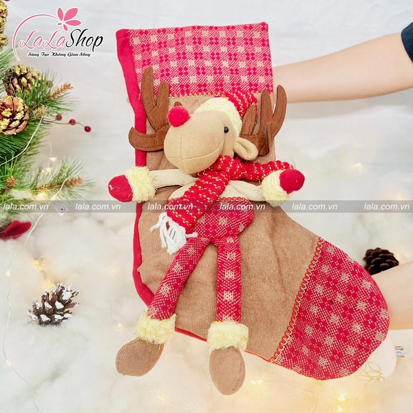 Đồ trang trí noel tất đỏ treo cây thông 054