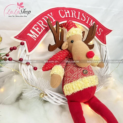 Vòng nguyệt quế tuần lộc treo cây thông trang trí noel