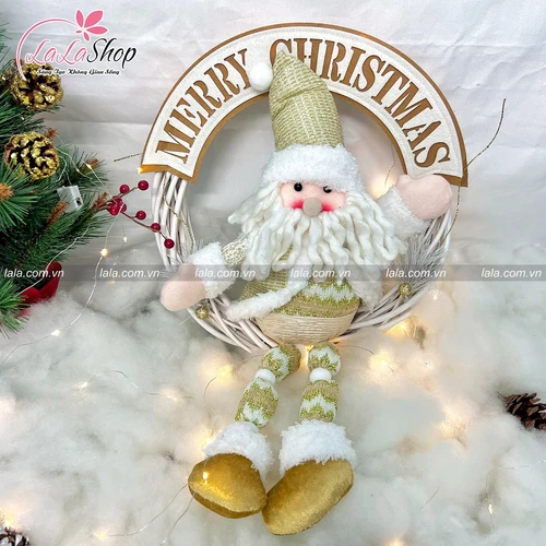 Vòng nguyệt quế ông già noel Merry Christmas 186