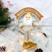 Vòng nguyệt quế ông già noel Merry Christmas tặng kèm đèn LED 187
