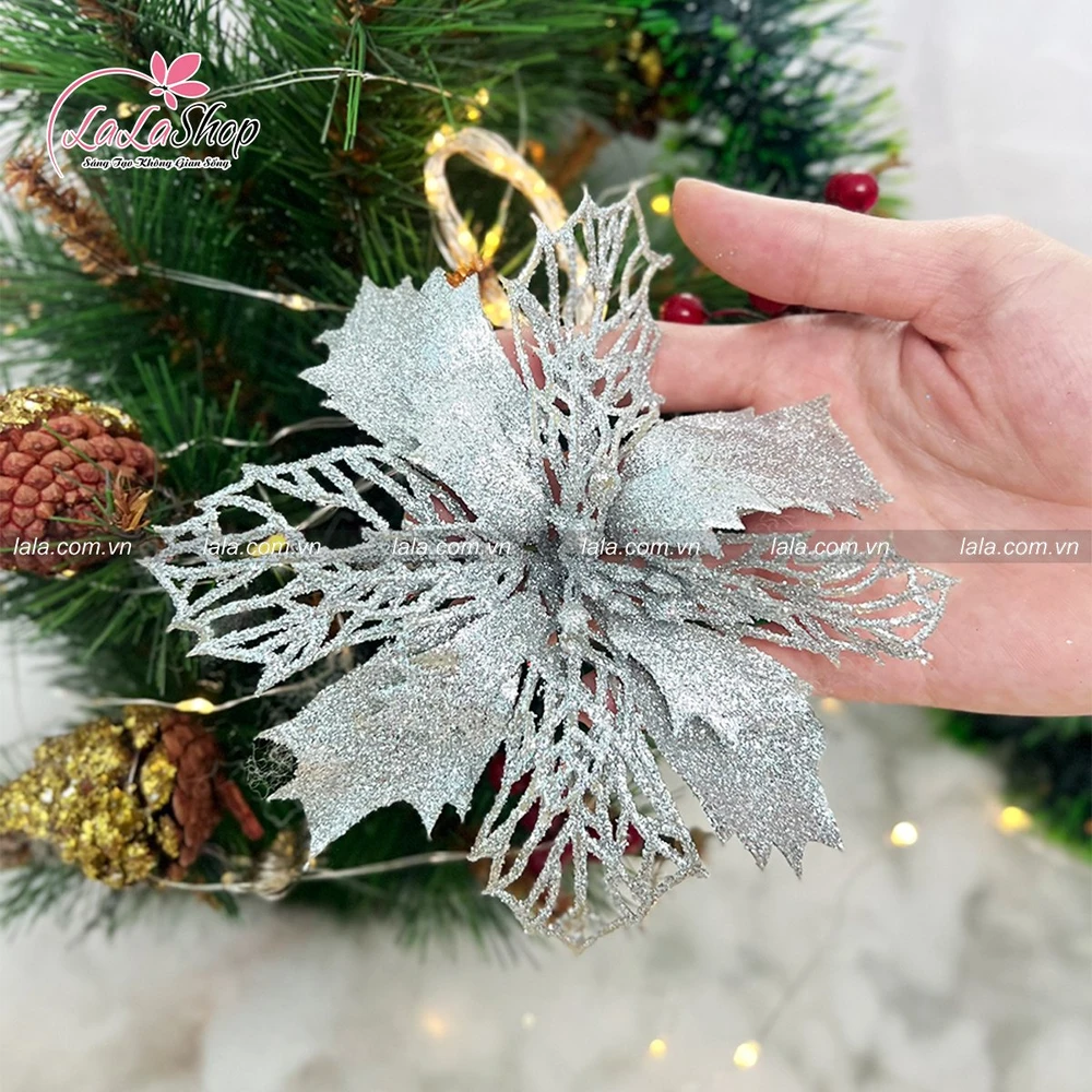 Hoa Trạng Nguyên phủ kim tuyến 2 trang trí noel