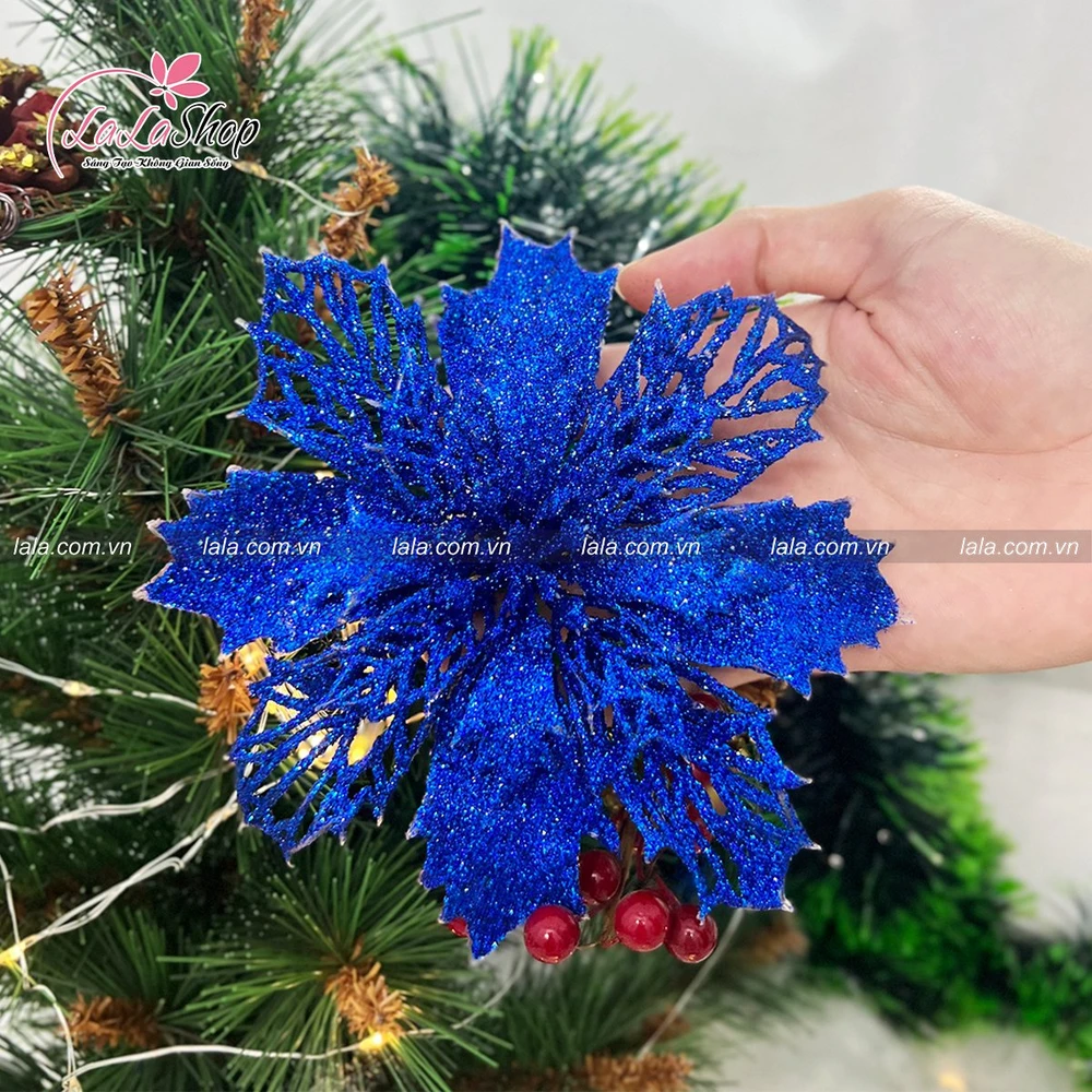 Hoa Trạng Nguyên phủ kim tuyến 2 trang trí noel