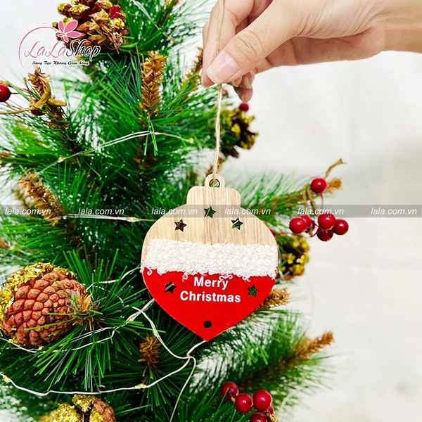 12 Phụ kiện bằng gỗ size lớn treo trang trí noel mẫu 024