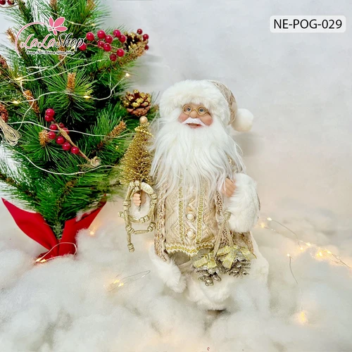 Mô hình Ông Già Noel Vàng Cầm Cây Thông Size Nhỏ 029