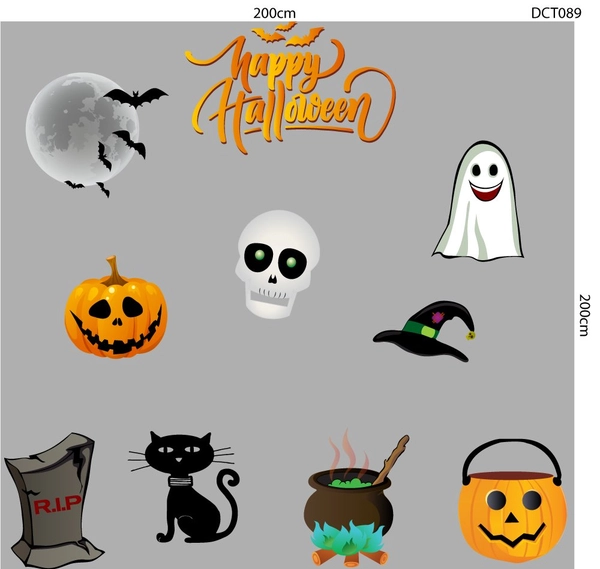 Decal trang trí Halloween combo lễ hội kinh dị