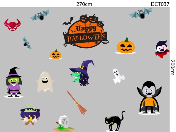 Decal trang trí halloween rùng rợn combo 1