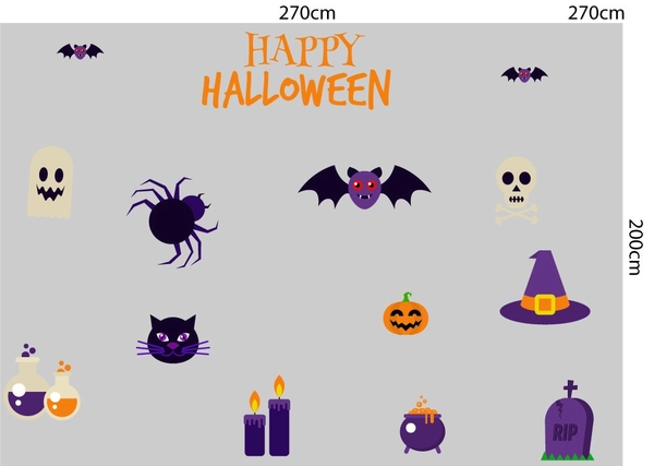 Decal Trang Trí Halloween Rùng Rợn Combo 2