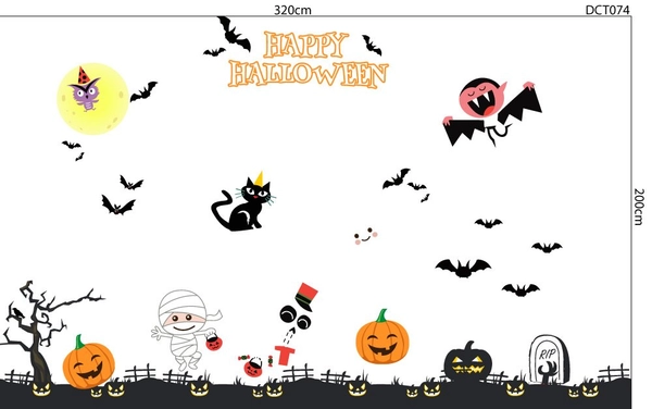Decal trang trí Happy Halloween combo 3