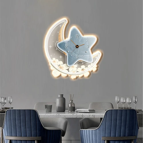 Tranh đèn LED tráng gương treo tường trăng và ngôi sao  mẫu 235