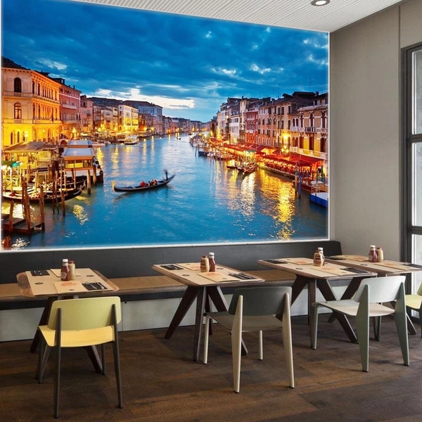 Tranh Dán Tường Phong Cảnh Châu Âu Hoàng Hôn Trên Thành Phố Venice