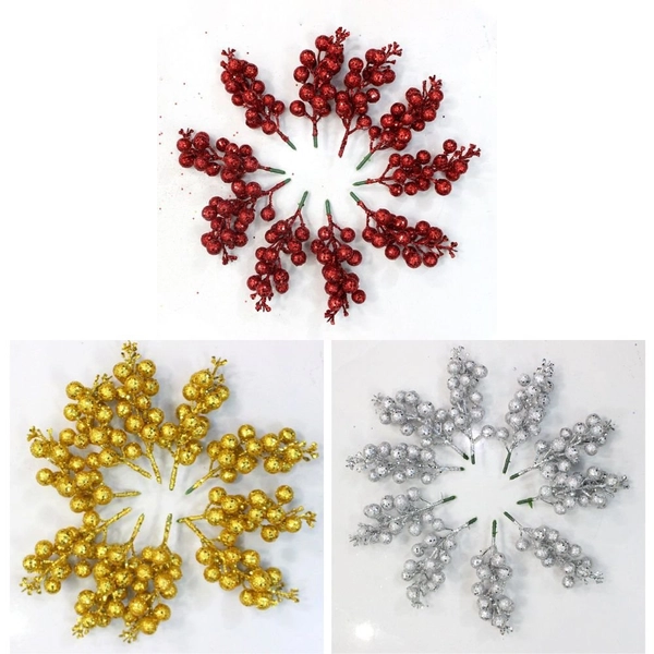 Cành cherry đỏ kim tuyến trang trí