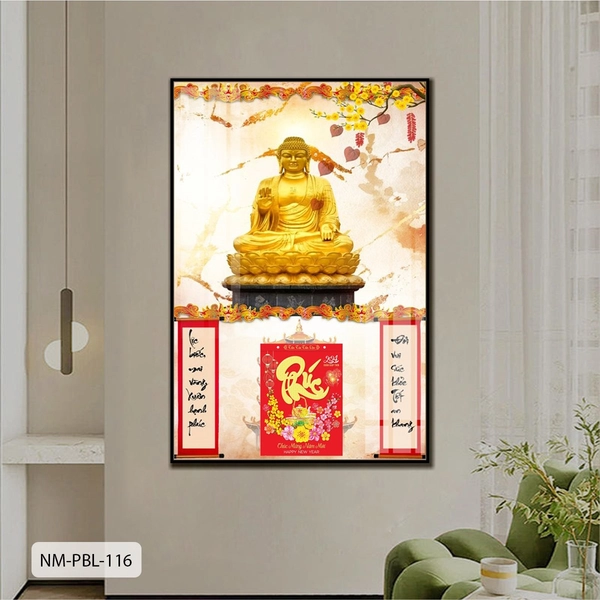 Lịch Tết Tranh Tráng Gương Treo Tường Tượng Phật May Mắn