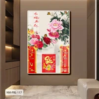 Lịch Tết Tranh Tráng Gương Treo Tường Hoa Mẫu Đơn Sang Trọng