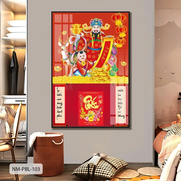 Lịch Tết Tranh Tráng Gương Treo Tường Thần Tài May Mắn Đón Lộc Vào Nhà