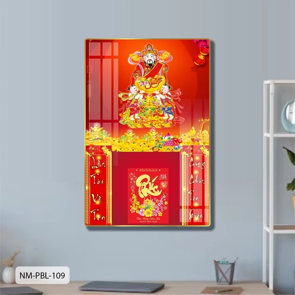 Lịch Tết Tranh Tráng Gương Treo Tường Thần Tài Tiền Vàng Sung Túc