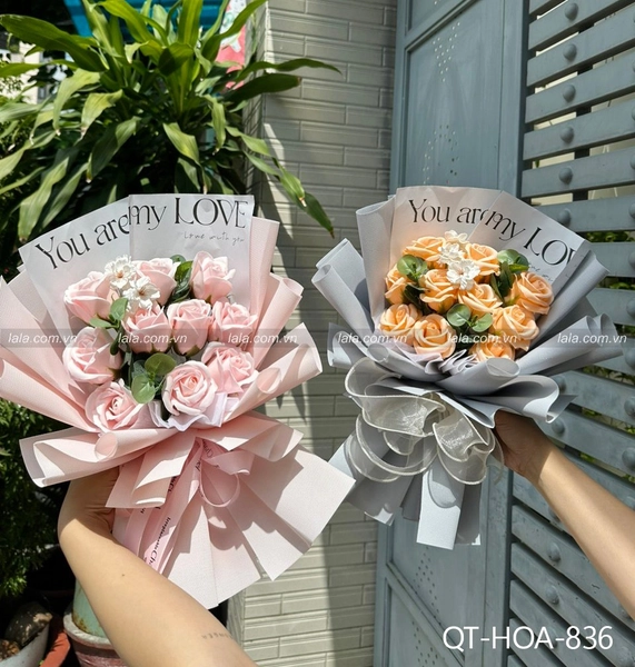 Bó hoa hồng sáp thơm 11 bông mẫu mới 836