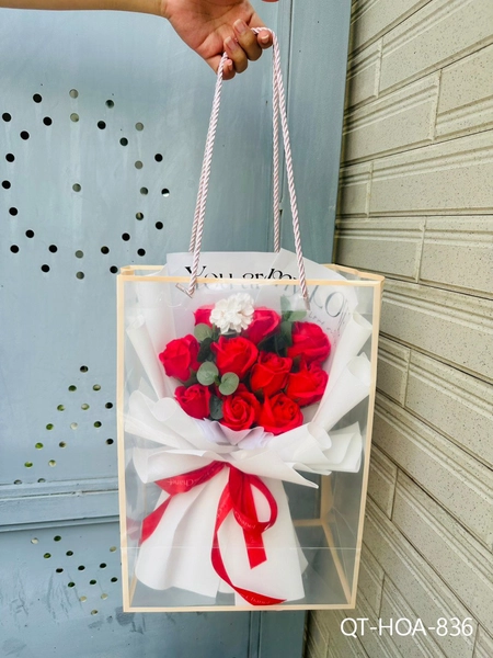 Bó hoa hồng sáp thơm 11 bông mẫu mới 836