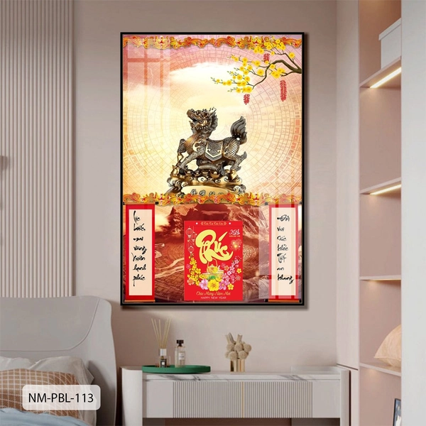 Lịch Tết Tranh Tráng Gương Treo Tường Chiến Mã May Mắn