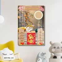 Lịch Tết Tranh Tráng Gương Treo Tường Đôi Hươu Vàng Nghệ Thuật mẫu 1