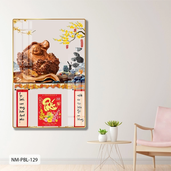Lịch Tết Tranh Tráng Gương Treo Tường Phật Di Lặc Tài Lộc