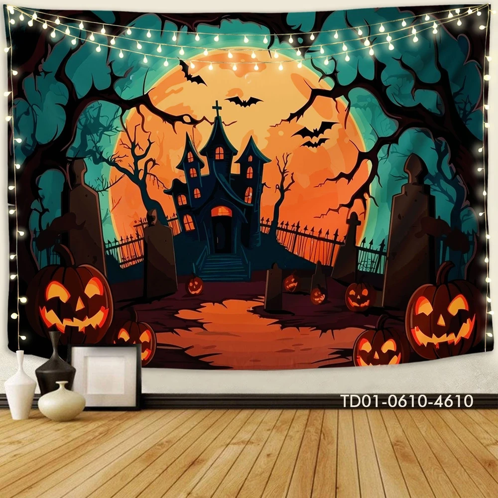 Tranh Vải Halloween Treo Tường Ngôi Nhà Ma Quái