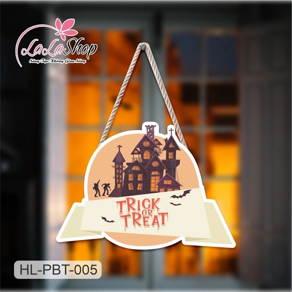 Bảng Treo Cửa Trang Trí Halloween Hình Ngôi nhà 50x35cm