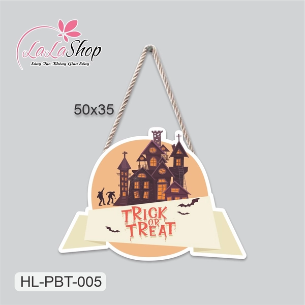 Bảng Treo Cửa Trang Trí Halloween Hình Ngôi nhà 50x35cm