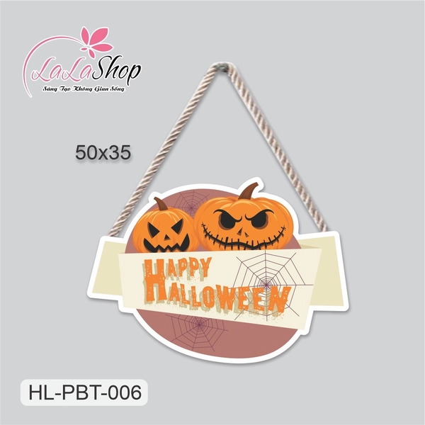 Bảng Treo Cửa Trang Trí Halloween Hình Bí Ngô 50x35cm