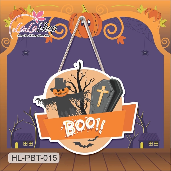Bảng Treo Cửa Trang Trí Halloween Hình Thần Chết 50x45cm