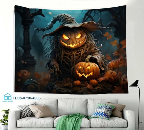 Tranh Vải Halloween Treo Tường Quả Bí Ngô Rùng Rợn