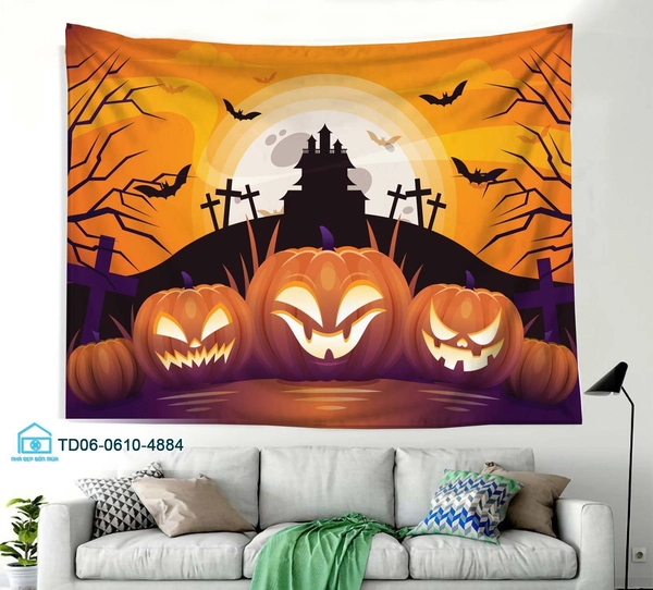 Tranh Vải Halloween Treo Tường Ngôi Nhà Ma Quái