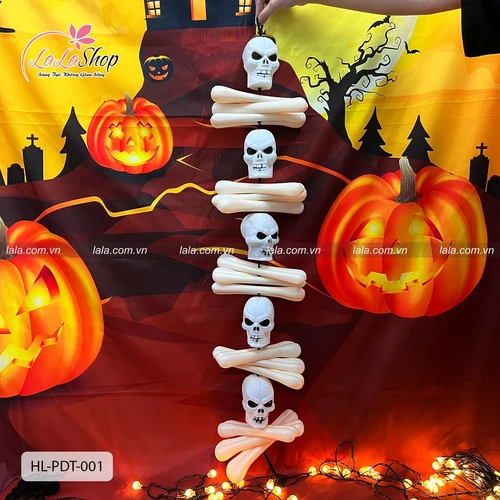 Dây treo đầu lâu và xương người - phụ kiện trang trí Halloween 95cm