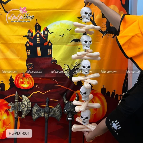 Dây treo đầu lâu và xương người - phụ kiện trang trí Halloween 95cm