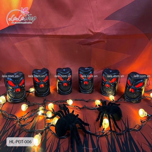 Set 6 đồ treo trang trí Halloween Ngọn Nến Ma Quái Màu Đen