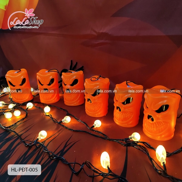 set 6 đồ treo trang trí Halloween Ngọn Nến Ma Quái Màu Cam