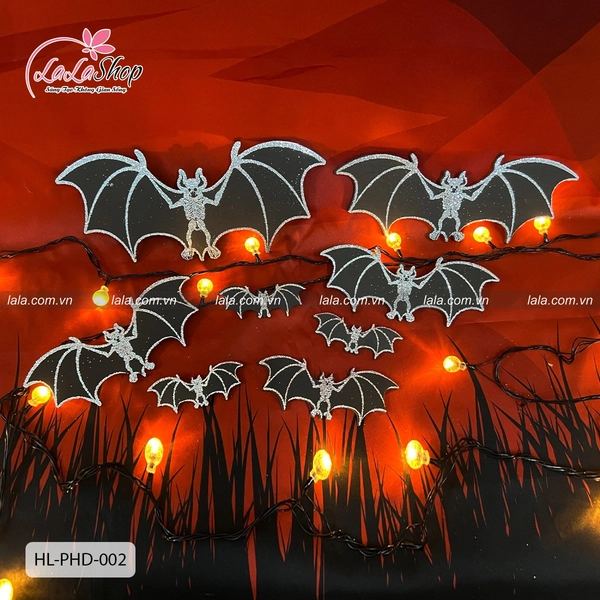 Hình Dán Trang Trí Halloween Dơi Xương Trắng không kèm keo dán
