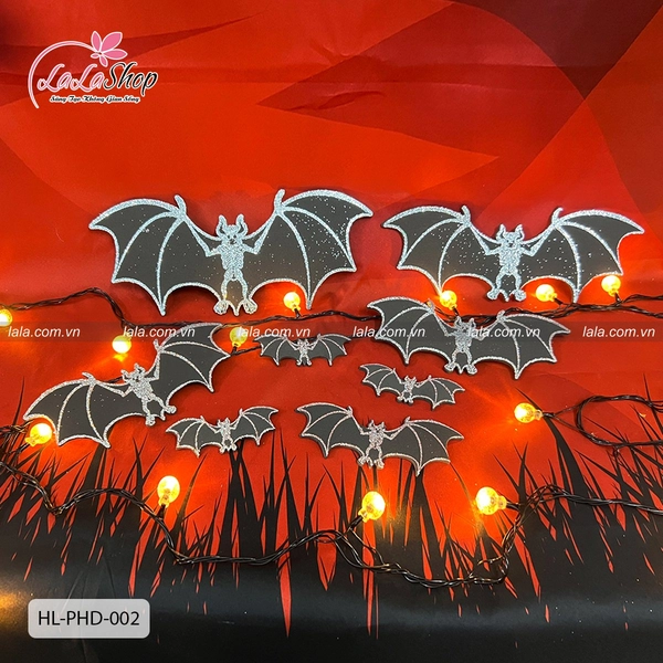 Hình Dán Trang Trí Halloween Dơi Xương Trắng không kèm keo dán