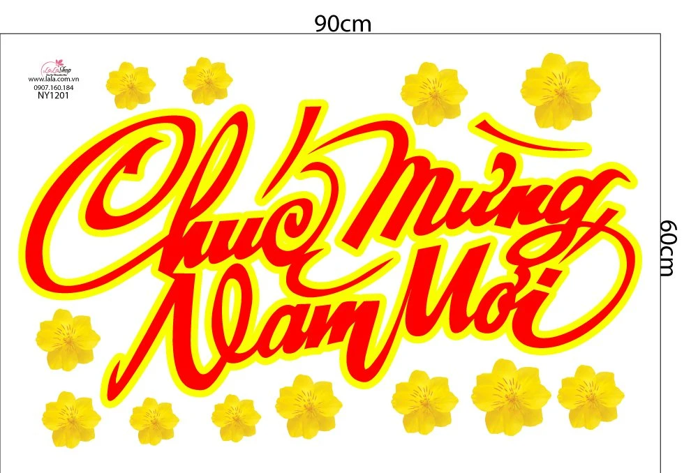 Decal Trang Trí Tết Giáp Thìn Chúc Mừng Năm Mới